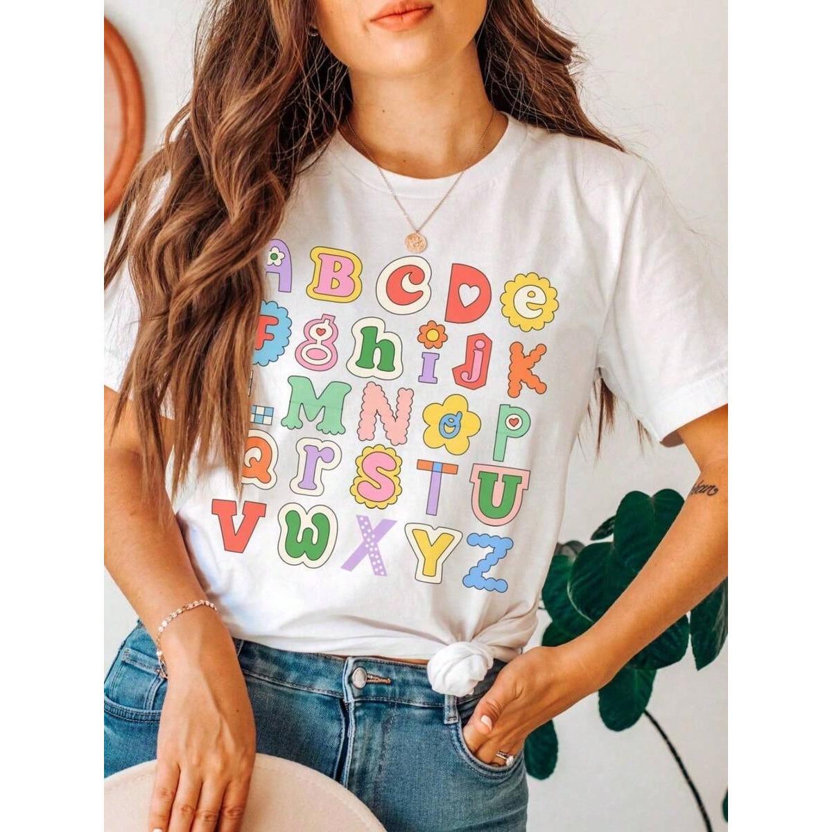 Retro Alphabet Tee, ABCs Shirt Teachers, Back To School Outfit, Cute Kindergarten Preschool Teacher Apparel