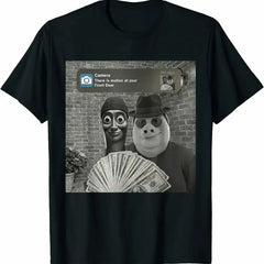 Holding Money People Graphic Crew Neck Tee Digital Print Loose Streetwear Short Sleeve
