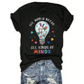 Summer Plus Size Women Clothes Autism Awareness "The World Needs All Kinds Of Ideas" Tee Summer Women's T-Shirt, Soft And Breathable, Perfect For Daily Wear, Outdoor Activities, Travel, And Casual Style, Comfortable All-Day Fit!