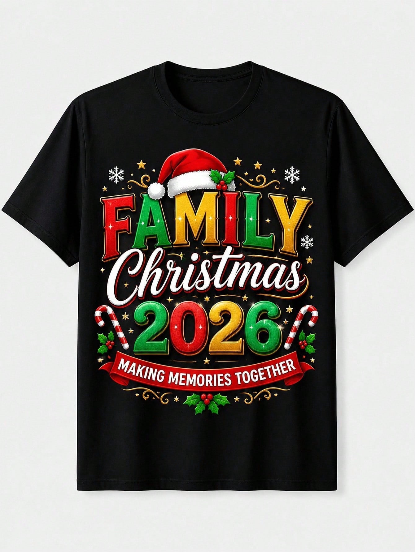 Family Christmas 2026 Matching Graphic T Shirt, Making Memories Together Holiday Short Sleeve Tee for Family