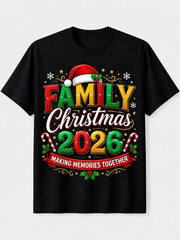 Family Christmas 2026 Matching Graphic T Shirt, Making Memories Together Holiday Short Sleeve Tee for Family