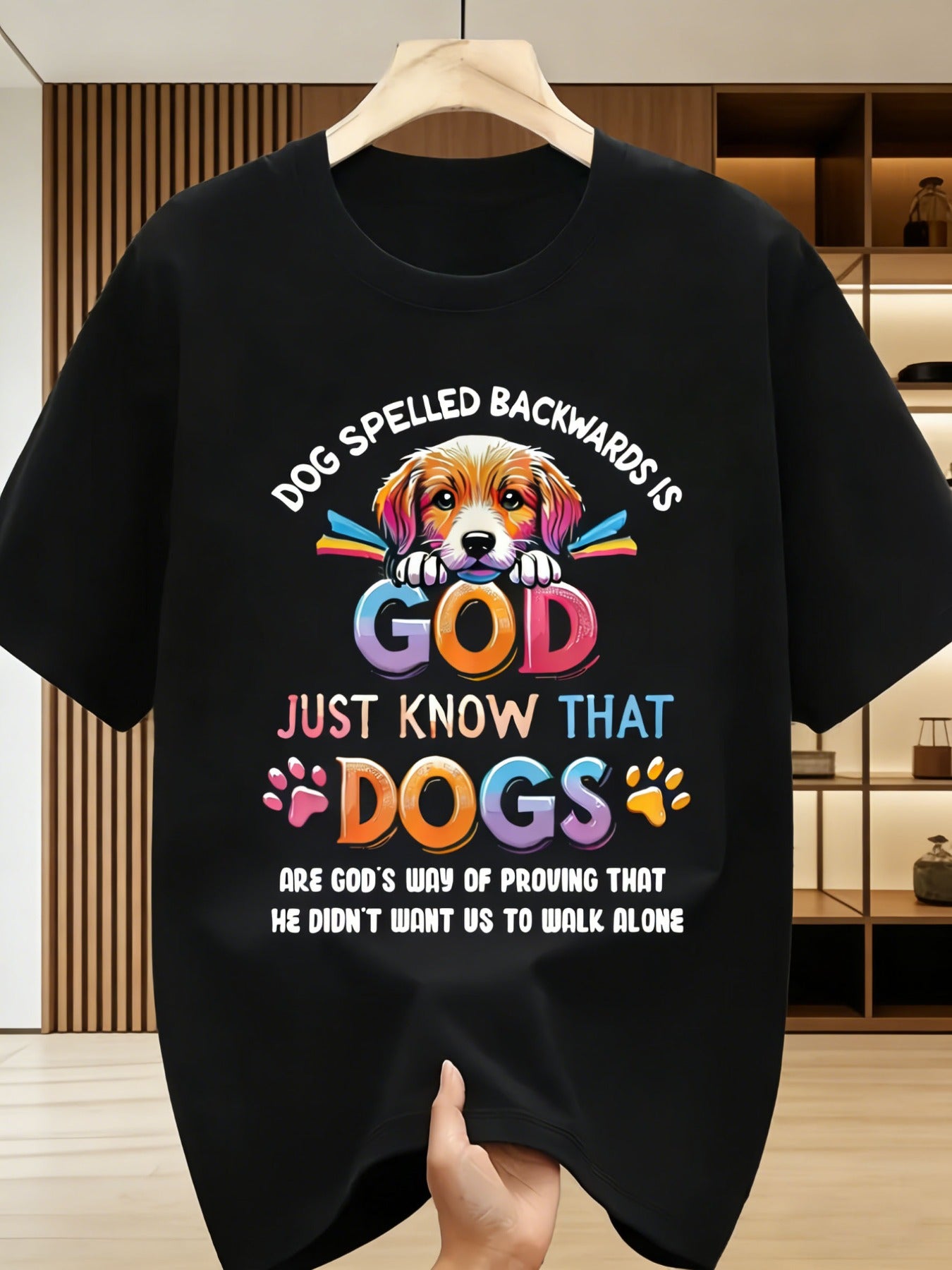 Dog Spelled Backwards Graphic Crew Neck Tee Unisex Retro Dog Lover Short Sleeve Top