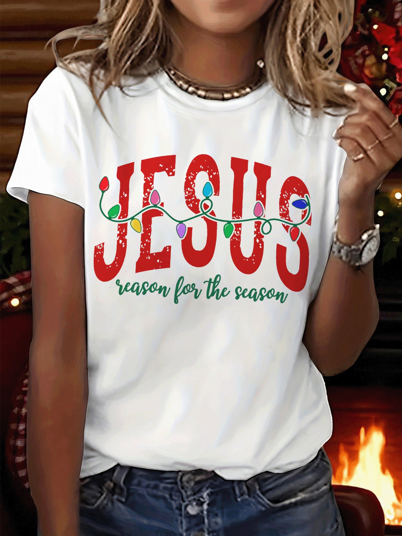 Women Casual Short Sleeve T-Shirt, Religious Christian Christmas Is Reason Graphic Tee Crew Neck Holiday Daily Tops