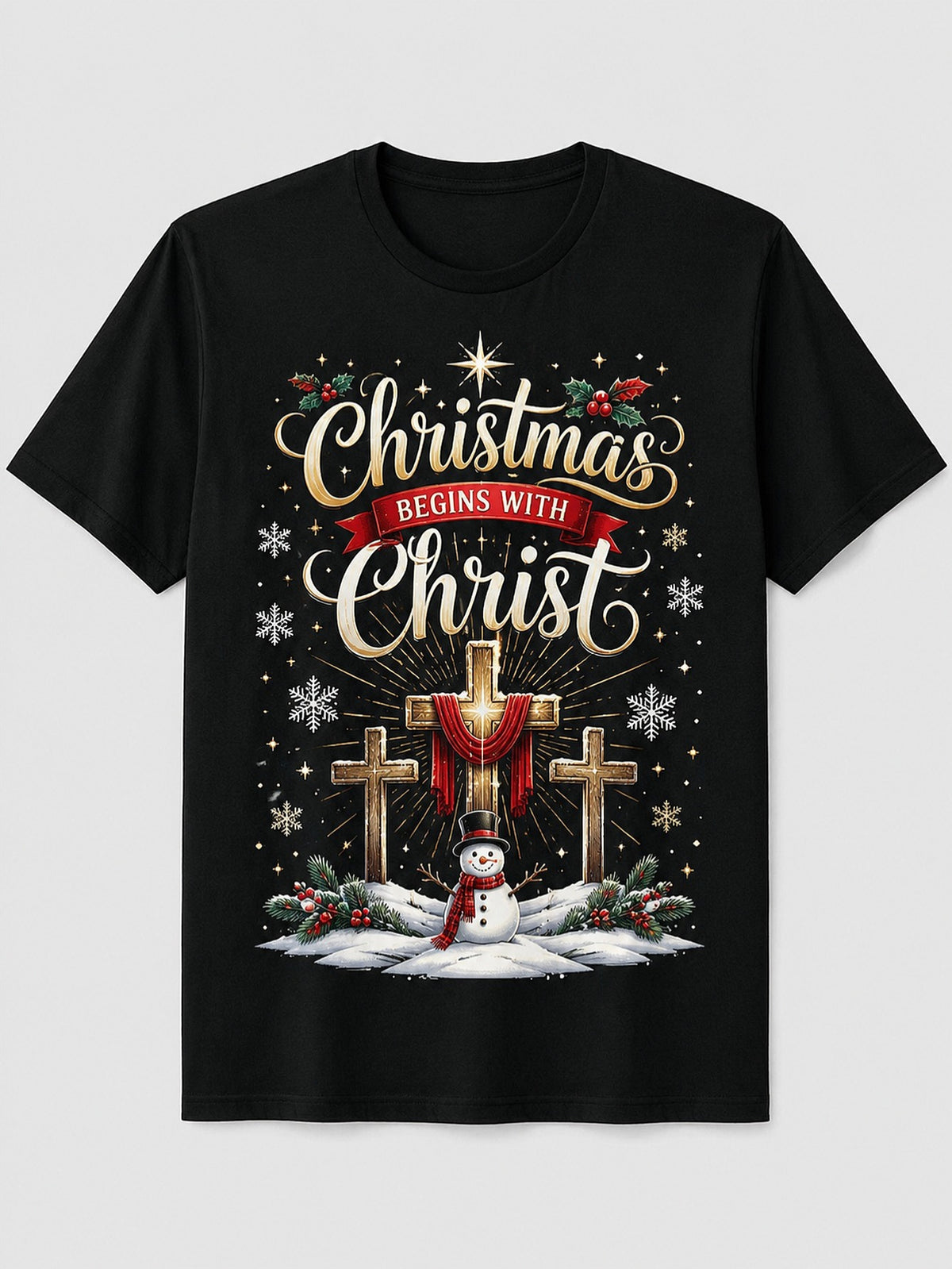 Men'S Christmas T-Shirt with Santa Claus Cross Design