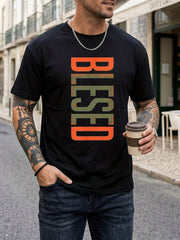 Men's BLESSED 3D Printed T-Shirt- Bold Geometric Letters