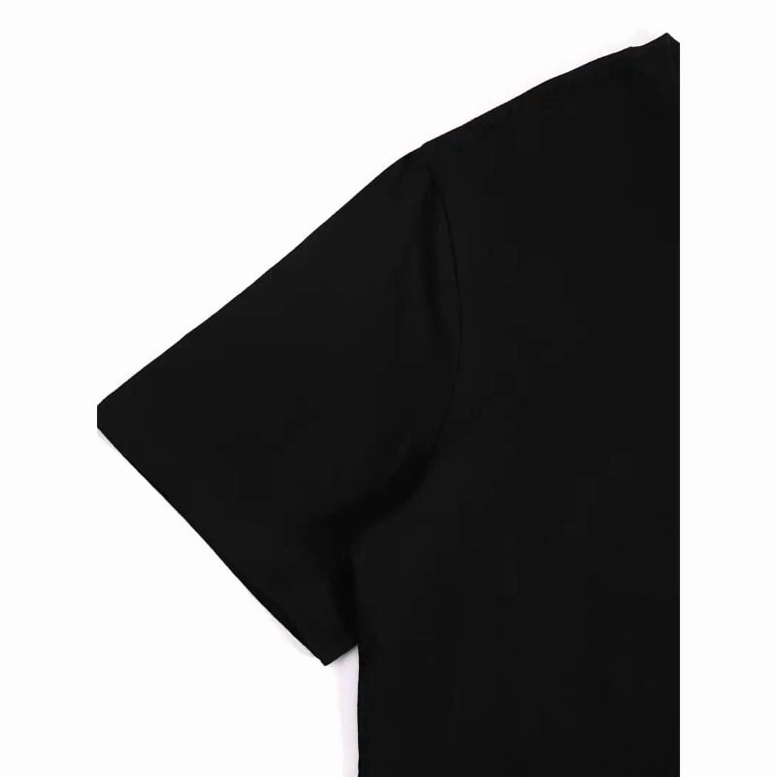 Cotton Short-Sleeve Round Neck Graphic Christmas T-Shirt - Funny Black Cat Tree Lights Print,Funny Christmas Gifts