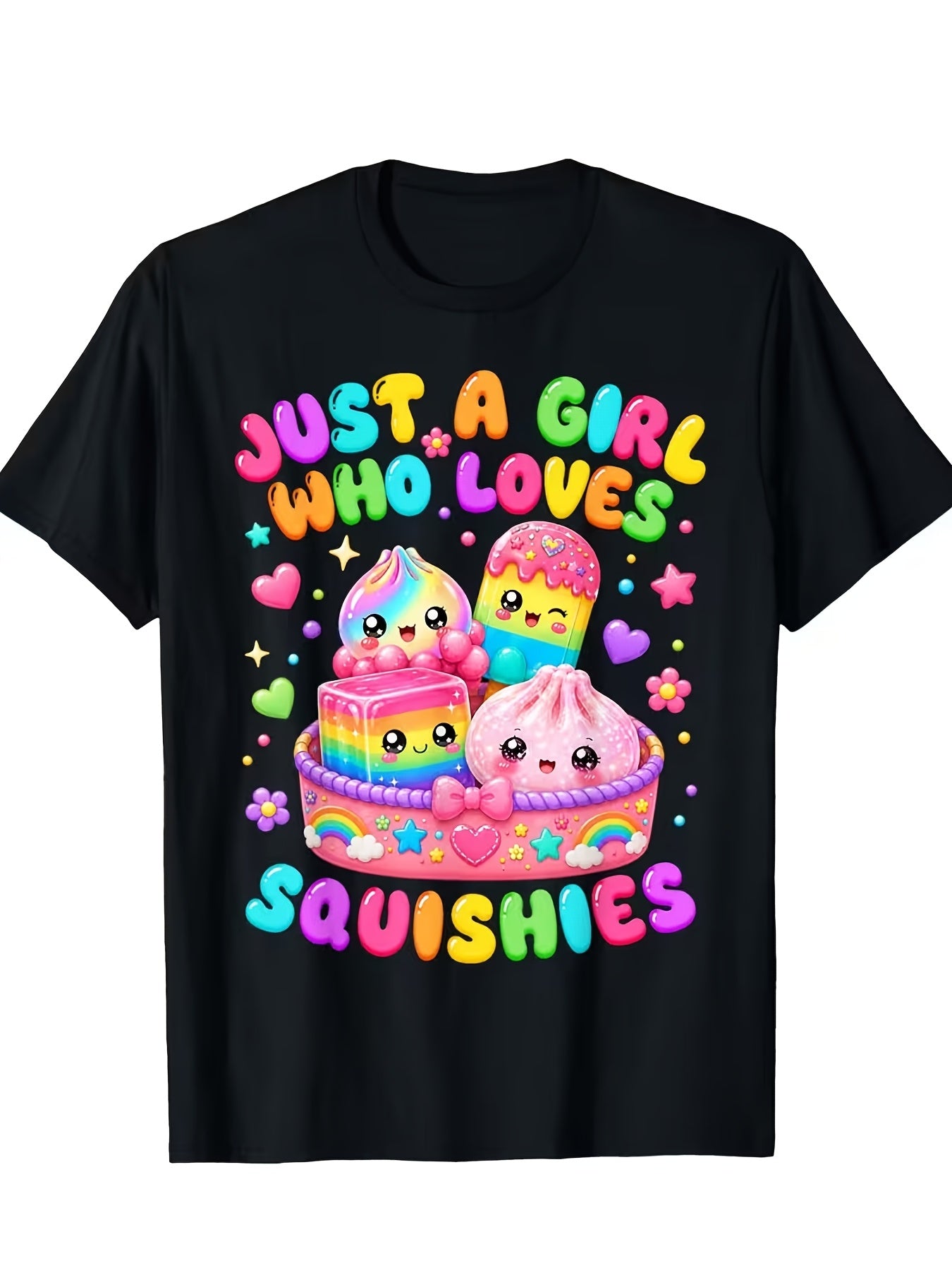 Just A Girl Who Loves Squishies T-Shirt, Cute Rainbow Graphic Tee