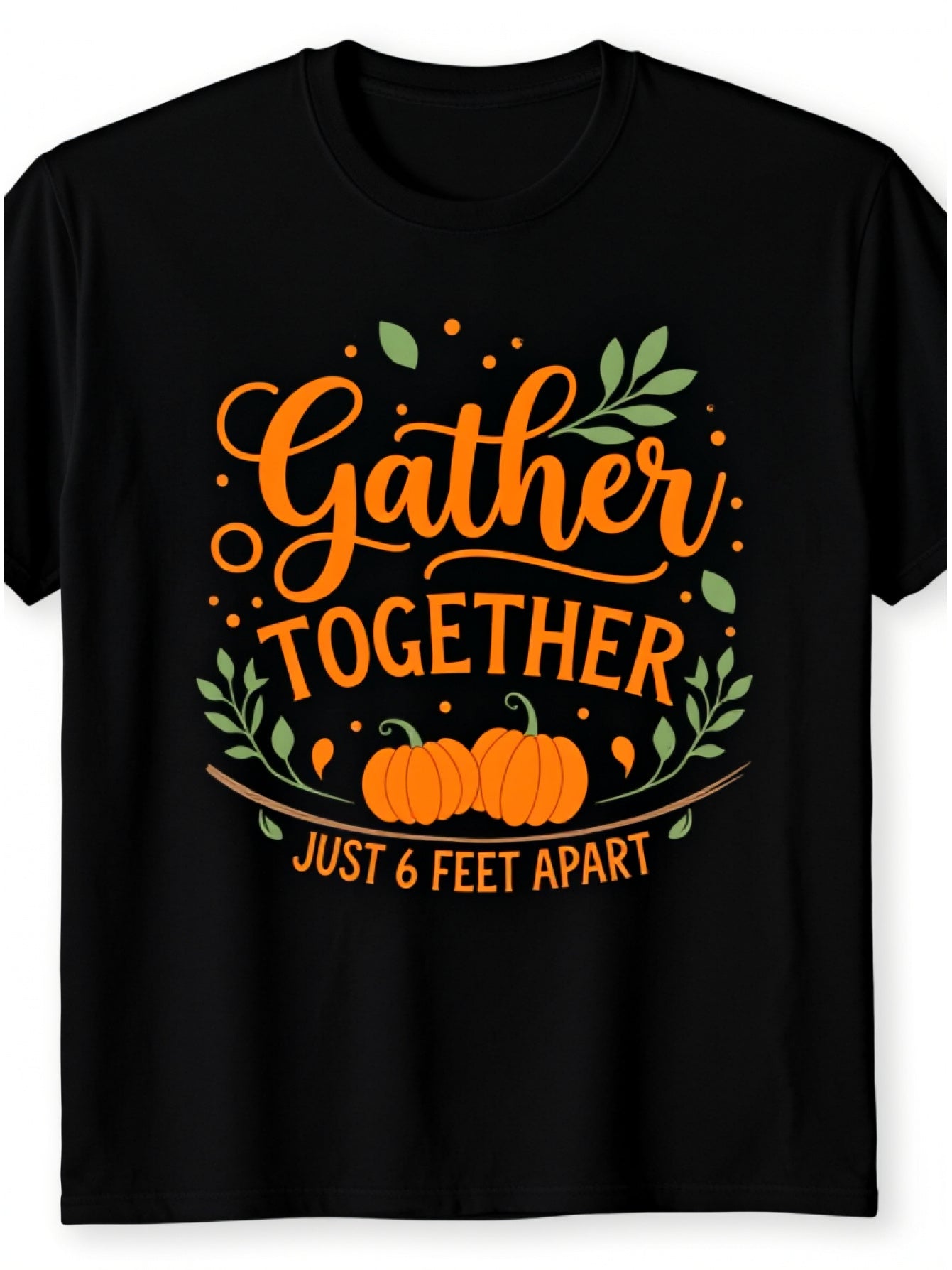 Funny Thanksgiving TShirt - Gather Together Turkey And Pumpkin Print Short Sleeve TShirt Casual Round Neck Holiday Party Outfit