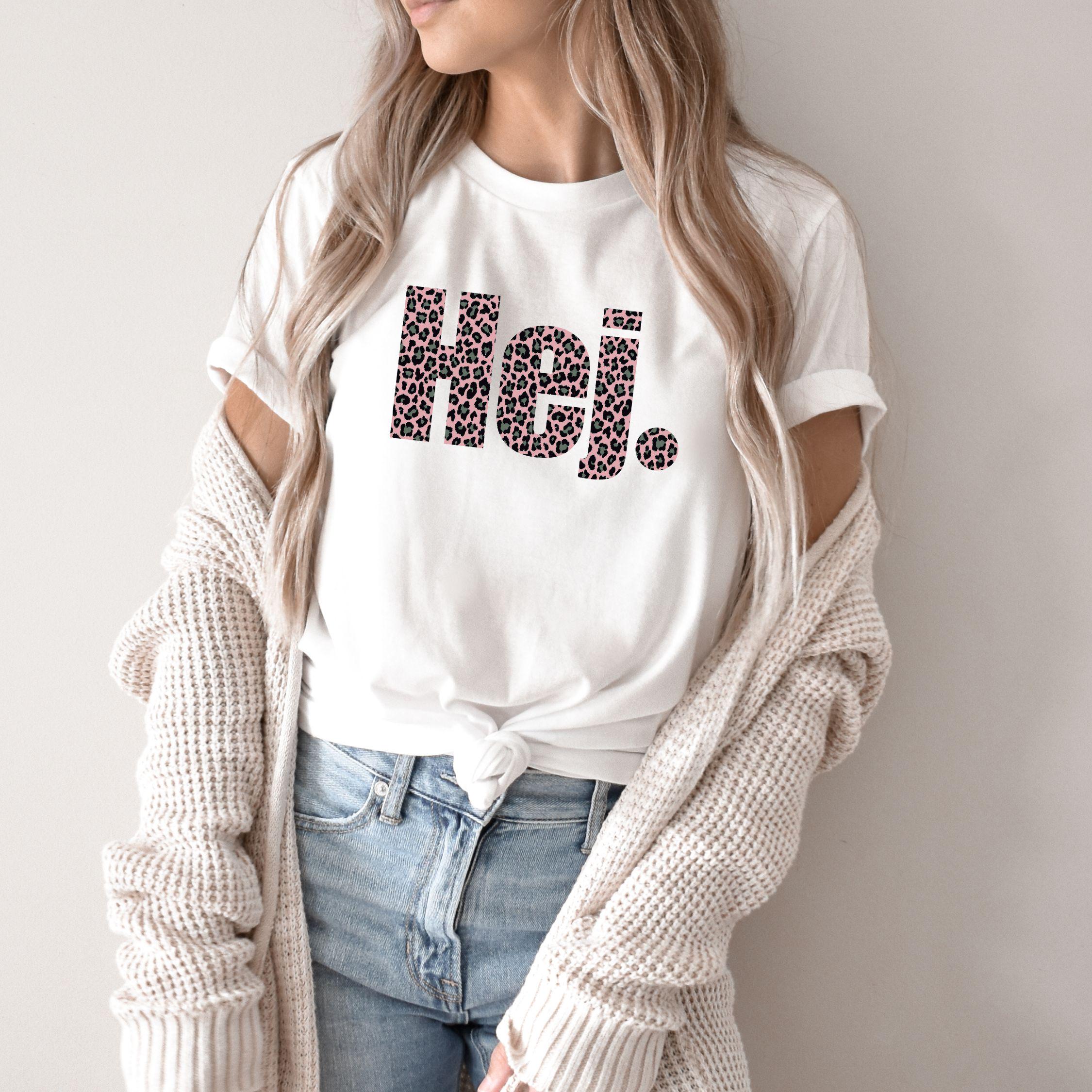Women's Leopard Print Hej T-Shirt,Casual Pink Black Animal Print Top