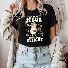 Jesus Thinks I'm A Delight Shirt, Funny Christian Lamb Tee, Sarcastic Religious Humor T-Shirt,Cute Lamb Graphic Short Sleeve Top