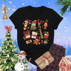Christmas Teacher T-Shirt, Xmas School Doodle Tee, Merry Christmas Teacher Gift, Cute Holiday Top, Winter School Gift, School Supplies Tee