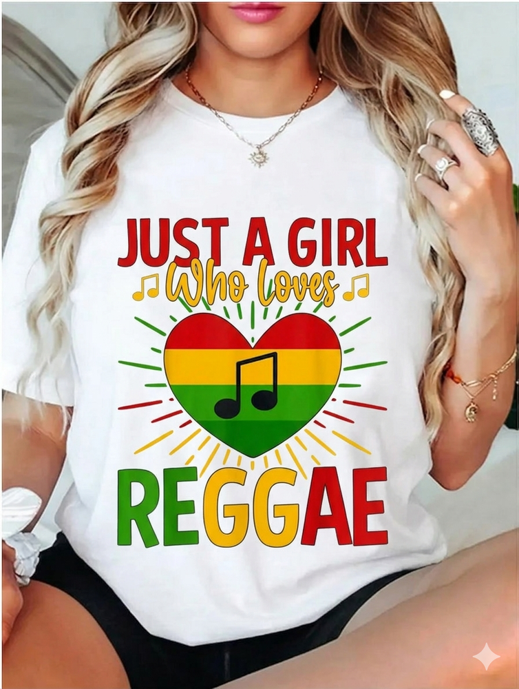 Women's Reggae Rasta Graphic T-Shirt 100% Cotton Jamaican Music Casual Tee Top