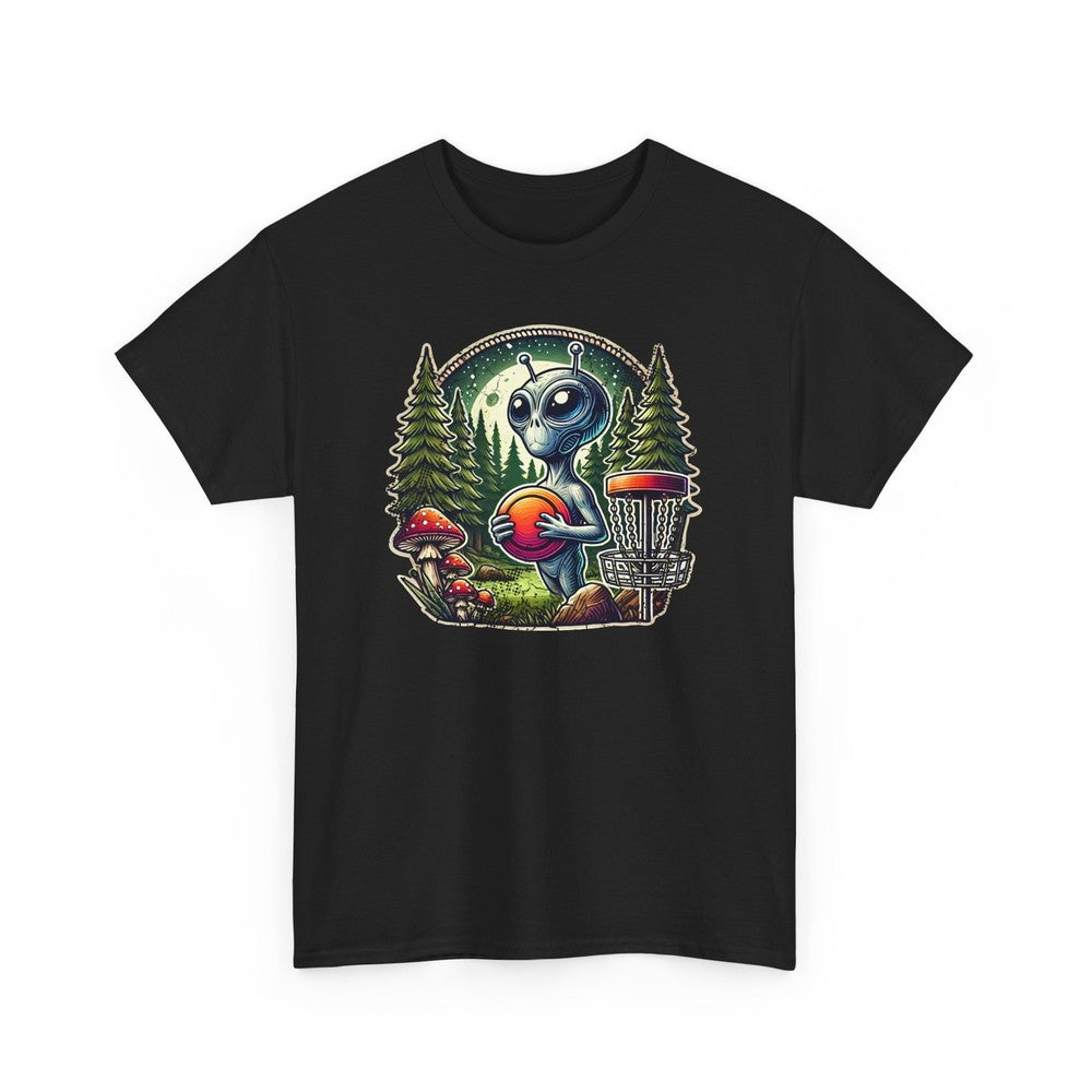 Disc Golf Graphic T Shirt Alien Forest Mushroom Vintage Short Sleeve Tee