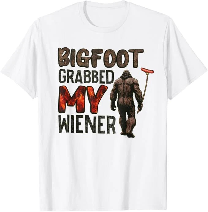 Funny retro bigfoot, Bigfoot Grabbed My Wiener design T-Shirt
