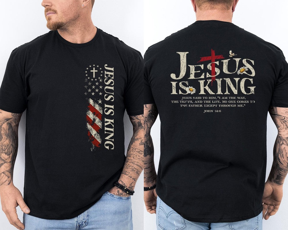 Jesus Is King Bible Verse John 14:6 Christian God Religious 2 Sided T-Shirt