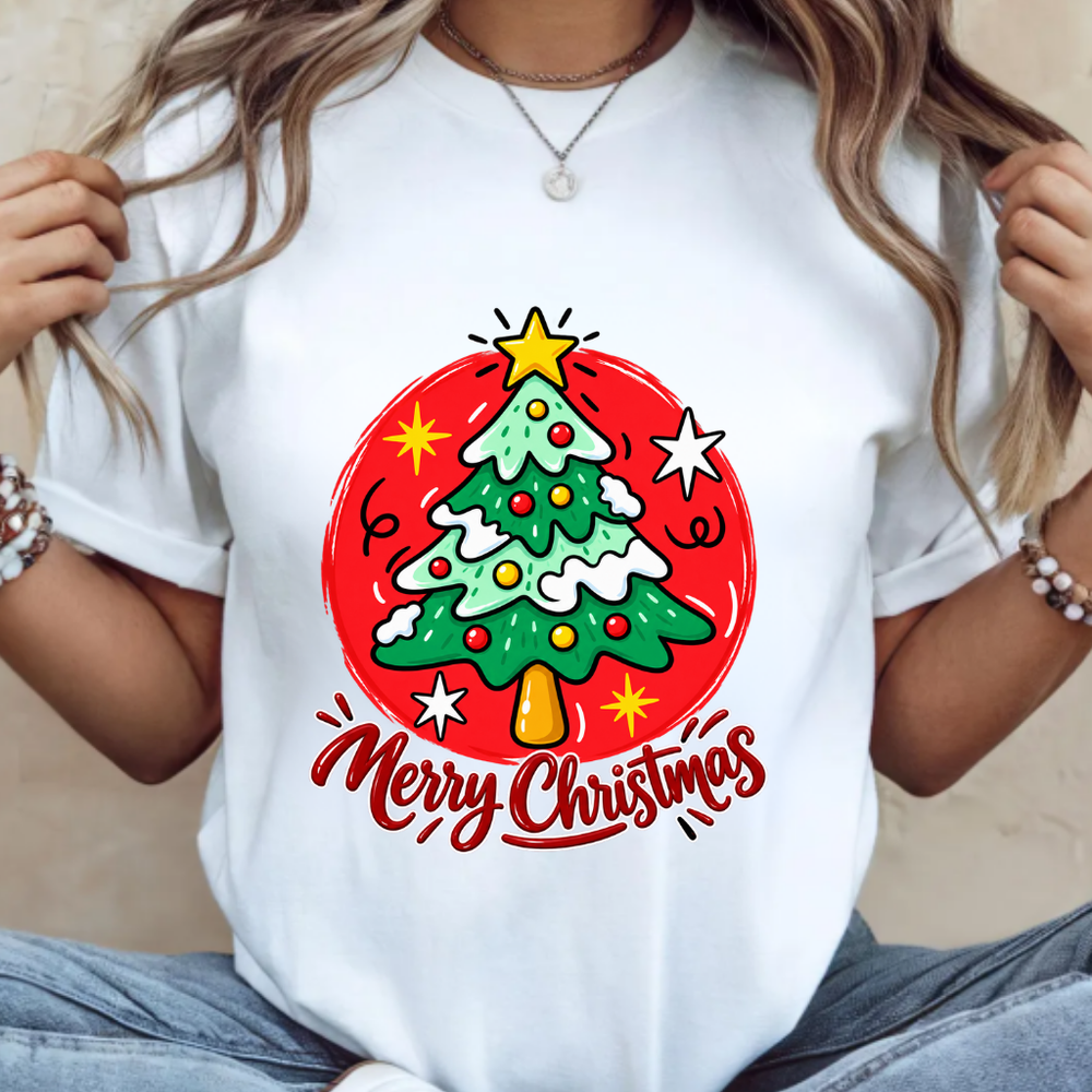 Cute Christmas Tree Tee Merry Christmas Baubles Graphic Shirt