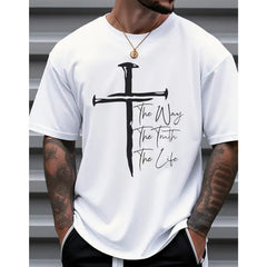 Men's Christian Faith Graphic T-Shirt "The Way The Truth The Life" Cross Tee