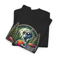 Disc Golf Graphic T Shirt Alien Forest Mushroom Vintage Short Sleeve Tee