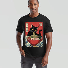 Ramen Cat Japanese Food Mens T-Shirt Womens Tee Graphic Unisex Tee