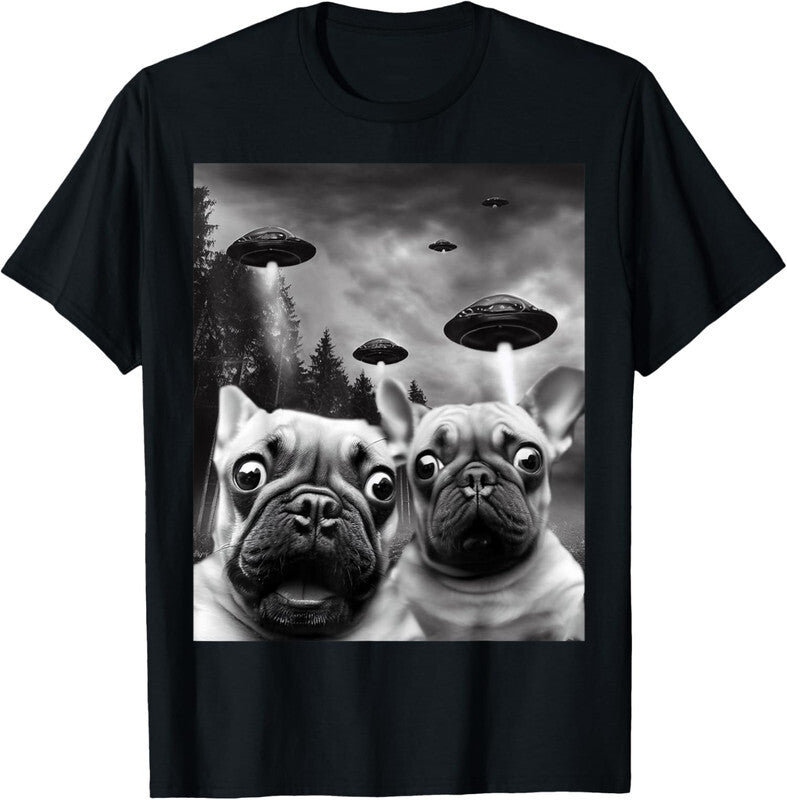 Frenchie UFO Selfie - Funny French Bulldog Alien Gift Unisex T-Shirt