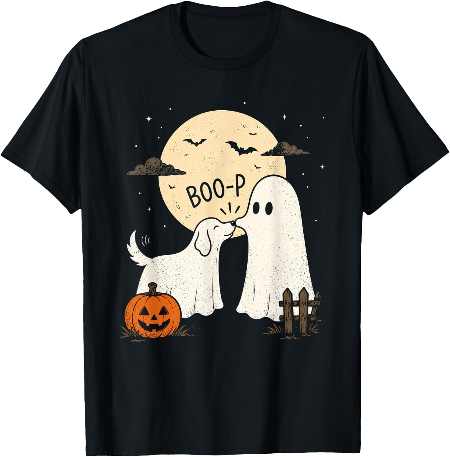 Retro Boo Boo-p Dog Ghost Funny Halloween Dog Lovers Dog T-Shirt unisex T-Shirt