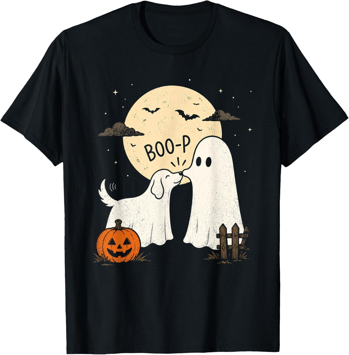 Retro Boo Boo-p Dog Ghost Funny Halloween Dog Lovers Dog T-Shirt unisex T-Shirt